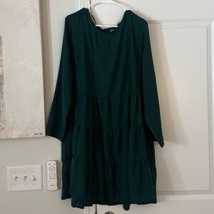 Missguided + Dark Green Long Sleeve Dress